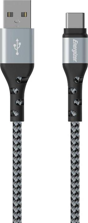Produktbild Energizer Kabel aus Metall / geflochtenem Nylon - USB-C - 2 m, schwarz (2 m, USB 2.0)