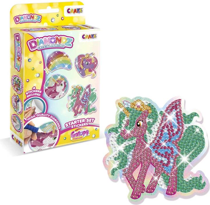 Craze DIAMONDZ Starter Set Stickers Galupy Unicorn - Diamond Painting Set d'autocollants pour enfants,