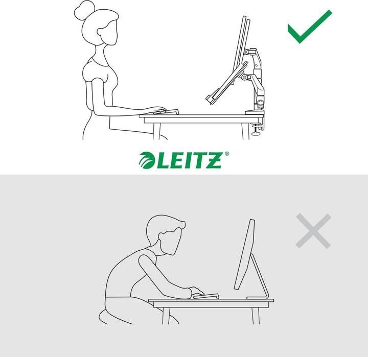 Produktbild Leitz Ergo Platzsparender Dual Monitorarm mit Laptophalterung (Tisch, 32.01")