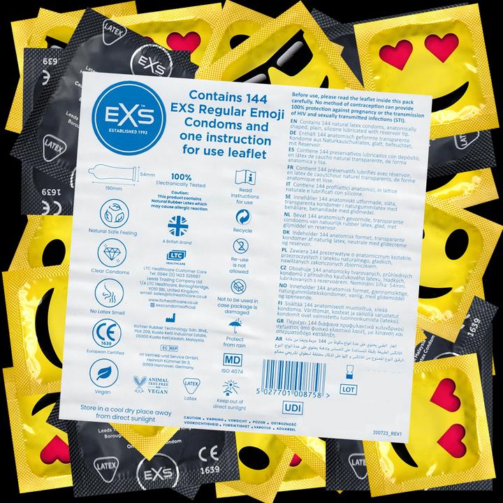 Produktbild Pipedream EXS Emoji Vorratsbeutel: 144 Spassige, Transparente Kondome (144 Stk.)