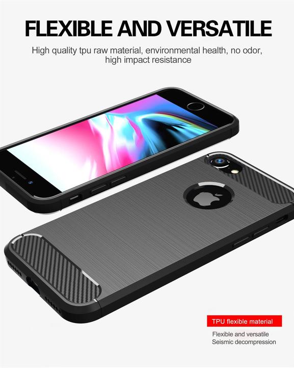 Produktbild Cadorabo TPU Ultra Slim carbon edelstahl Kombi Cover (Apple iPhone 7)