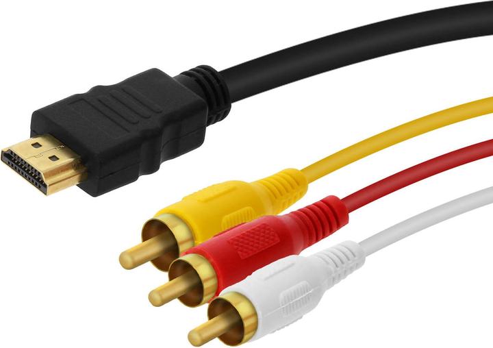 Produktbild LinQ HDMI auf 3x Cinch-Stecker männlich Videokabel by – Schwarz (1.50 m, HDMI)