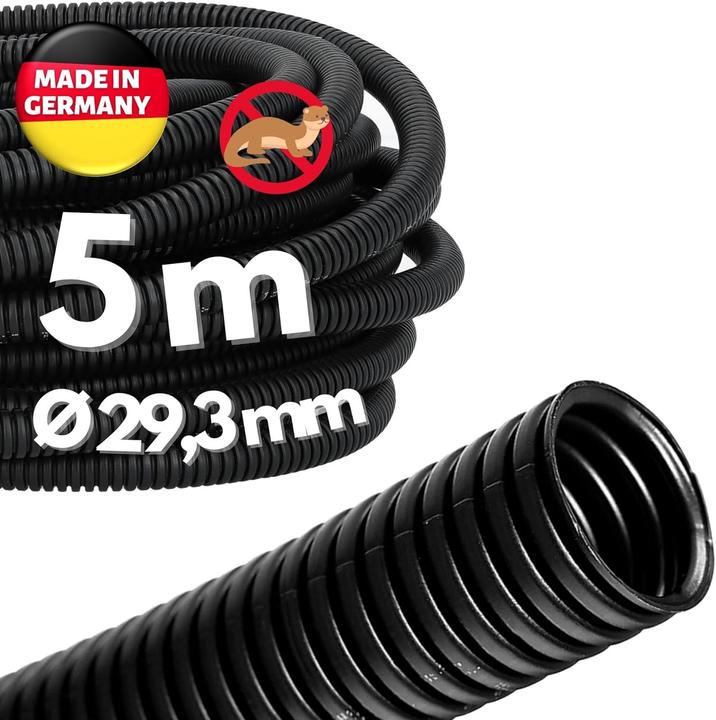 Kalitec 5 metre corrugated conduit closed NW 29 I unslotted corrugated conduit I marten protection conduit (500 cm)