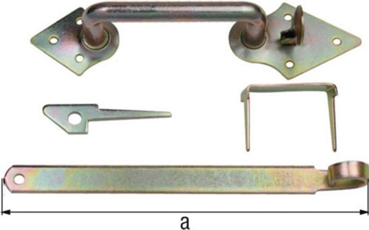 Produktbild GAH Klinkenset 260 mm galvanisch, gelb verzinkt für Flechtzaun- und leichte Holztore (1 Stk.)