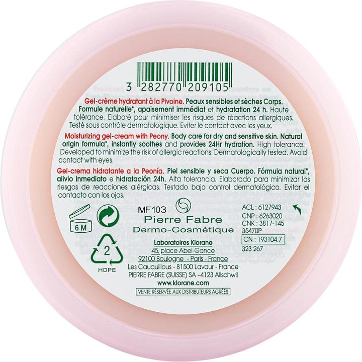 Actual product image Klorane Moisturising gel cream with peony (Body cream, 200 ml)