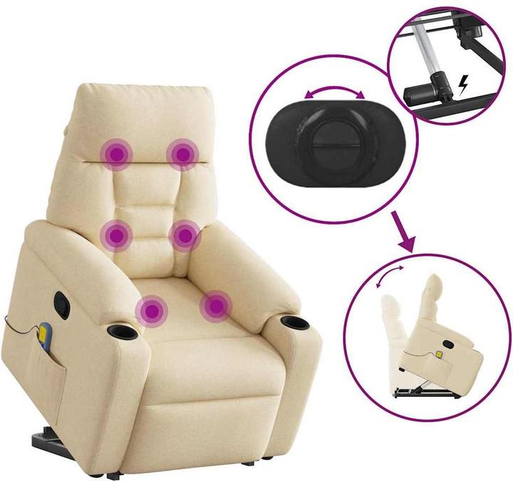 Immagine prodotto VidaXL Poltrona massaggiante con ausilio stand-up in tessuto crema