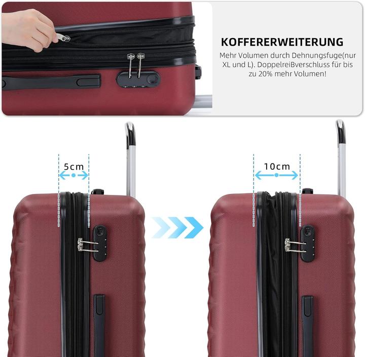 Immagine prodotto Beibye 3-teiliges Hartschalenkoffer-Set (115 l, Bagaglio a mano (fino a 50 litri), M (50 - 90l), L (90 - 115l))