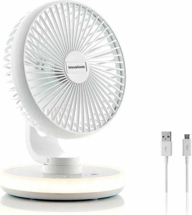 Produktbild InnovaGoods Tischventilator mit Akku und LED FanLed Ø6,6" 4000 mAh (40 dB)