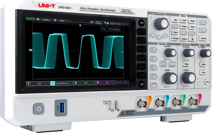 Actual product image Uni-T UPO1204 storage oscilloscope, 4 channel, 200 MHz, 2 GSa/s