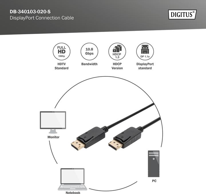 Image du produit Digitus DisplayPort — DisplayPort (2 m, DisplayPort)