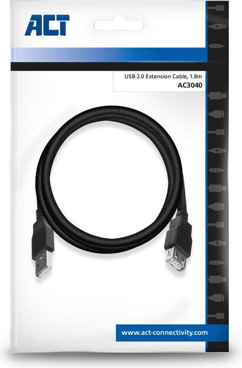 Produktbild USB-A 2.0 male - USB-A female 1.8 m (1.80 m, USB 2.0)
