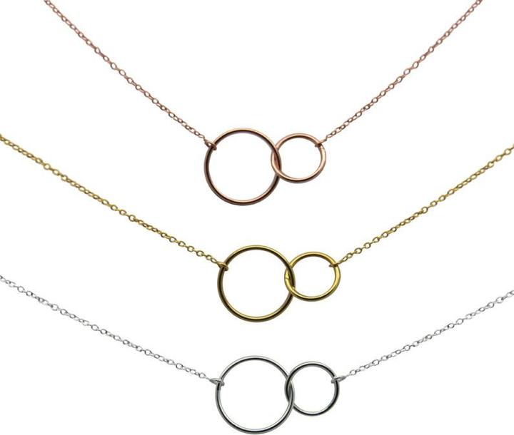 Leyda Halskette Doppelring (Silber 925 1 Mikron Gelb Vergoldet 18k)