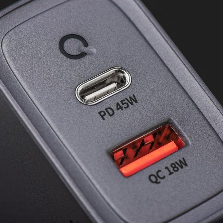 Produktbild Forcell Adapter F-ENERGY GaN VT-39 Reiseladegerät Typ C + USB A PD QC4.0 4A 45W grau (45 W)