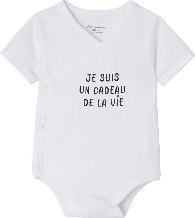 Immagine prodotto Vertbaudet Bio-Kollektion: Baby Wickelbody mit kurzen Ärmeln und Schriftzug (68)