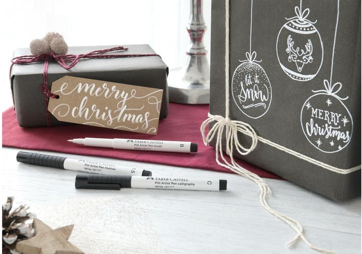 Produktbild Faber-Castell Tuschestifte Pitt Artist Pen Calligraphy 8 Farben (Blau, Silber, Pink, Schwarz, Braun, Grün, Weiss, Gelb, Rosa, 8 x)