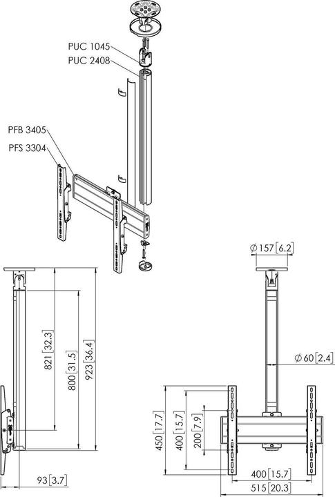 Actual product image Vogels CT240844B (Ceiling, 65", 40 kg)