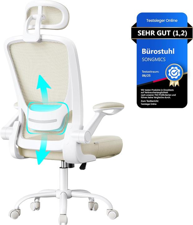Produktbild Songmics Ergonomischer Drehstuhl mit Kopfstütze