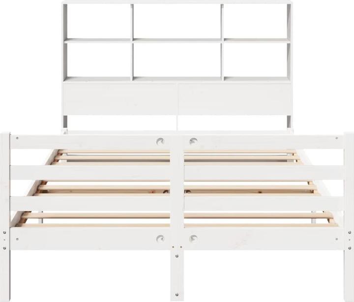 Produktbild VidaXL Massivholzbett Holzbett Bett mit Regal ohne Matratze Weiss 180x200cm (180 x 200 cm)