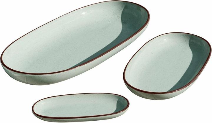 Loberon Set di 3 piatti da portata Biarré turchese