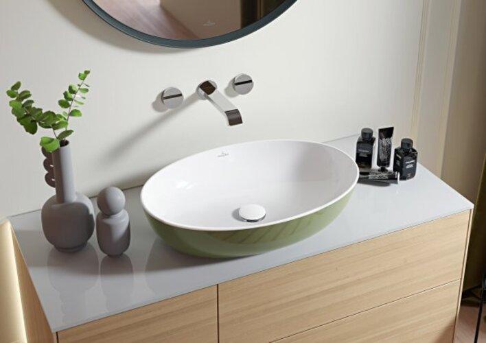 Actual product image Villeroy & Boch Countertop washbasin Artis 58 cm square white/coal black 417258BCT8 (380 mm, 580 mm)