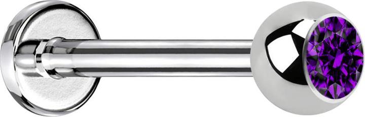 Star Piercing Micro Labret silber mit Kugel Kristall violett (Chirurgenstahl 316L, ohne Messing)