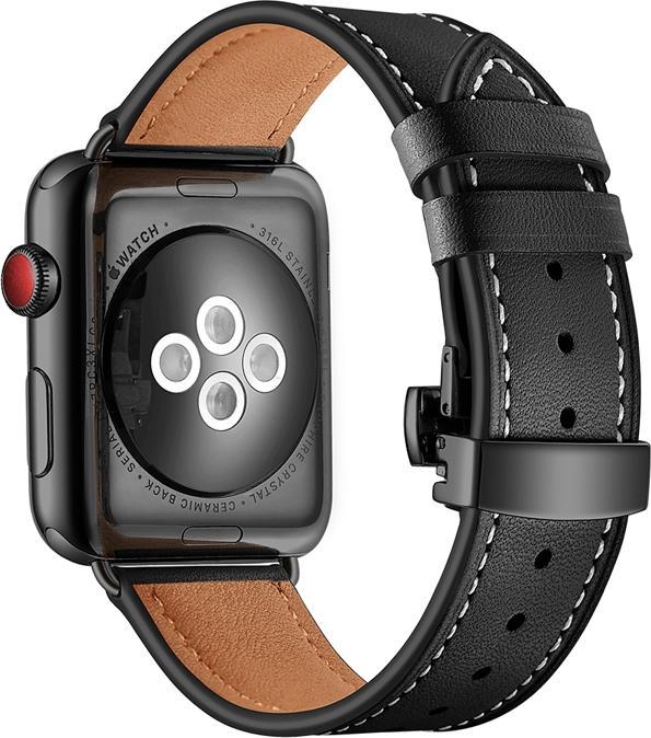 Actual product image EKO Watch strap genuine leather with folding clasp black (Genuine leather)