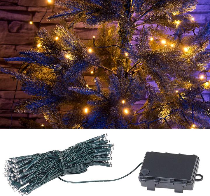 Image du produit Lunartec Guirlande lumineuse à 100 LED, minuterie, pile, blanc chaud, 10 m, IP44 (10 m)