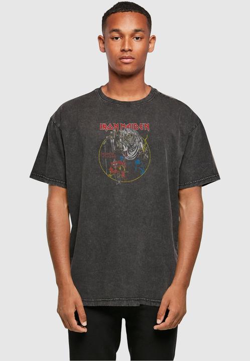 Actual product image Merchcode Iron Maiden - Colours Circle Acid Washed Heavy Oversized Tee - 114515 (S)