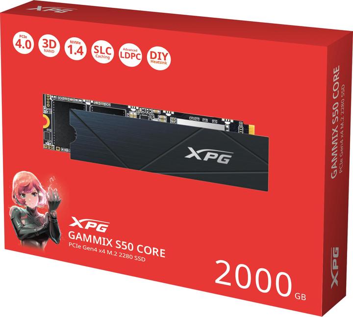Produktbild Adata SSD 2TB PCI-E NVMe XPG Gammix S50 CORE retail (2000 GB, M.2 2280)