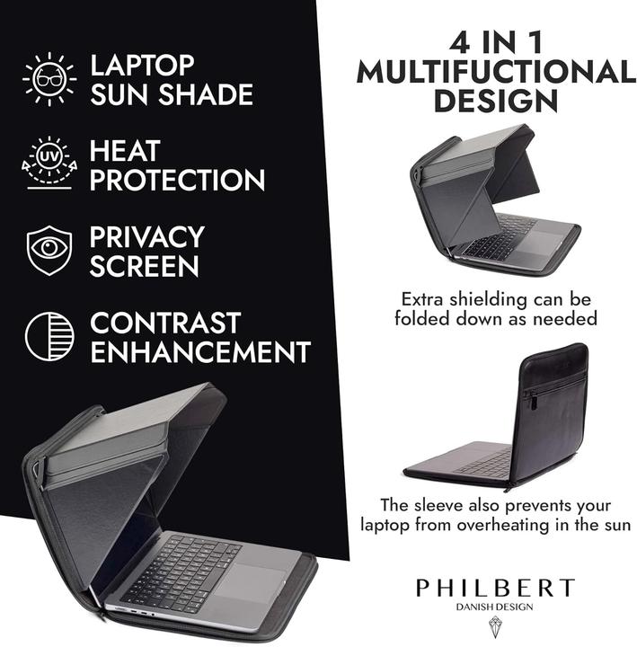 Image du produit Philbert Design Philbert - Sun Shade & Privacy Sleeve/Bag Hemp MacBook 13", Black (13")