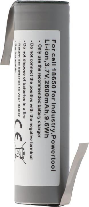 Actual product image AccuCell Akku 18650 für Industrie, Powertool, Li-ion, 3,7V, 2600mAh, 9,6Wh mit Lötfahne in Z-Form (18650, 2600 mAh)