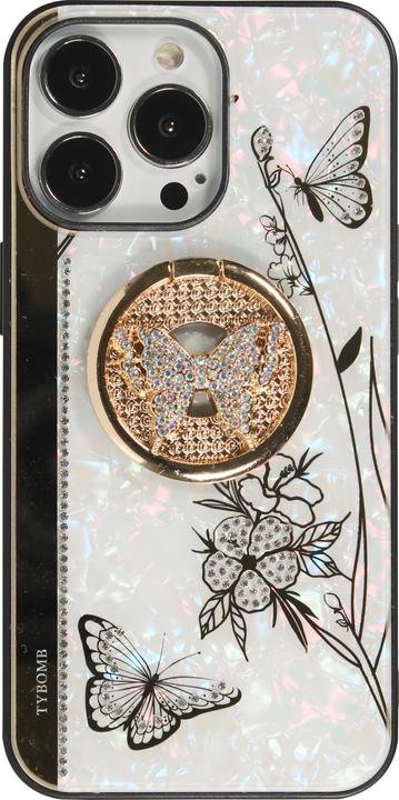 Produktbild PhoneLook Hülle Perlmutt Schmetterling Strass mit Videounterstützung (Apple iPhone 13 Pro Max)