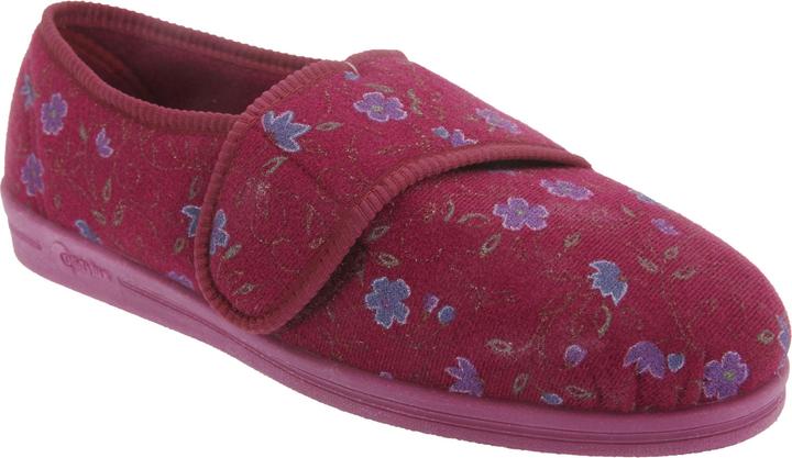 Comfylux Sally Hausschuhe Pantoffeln Mit Blumenmuster Und Klettverschluss Besonders Weite Passform