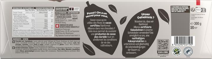 Nährwerte und Zutaten Cailler Tafelschokolade Crémant Dunkel 300 g (315 g)