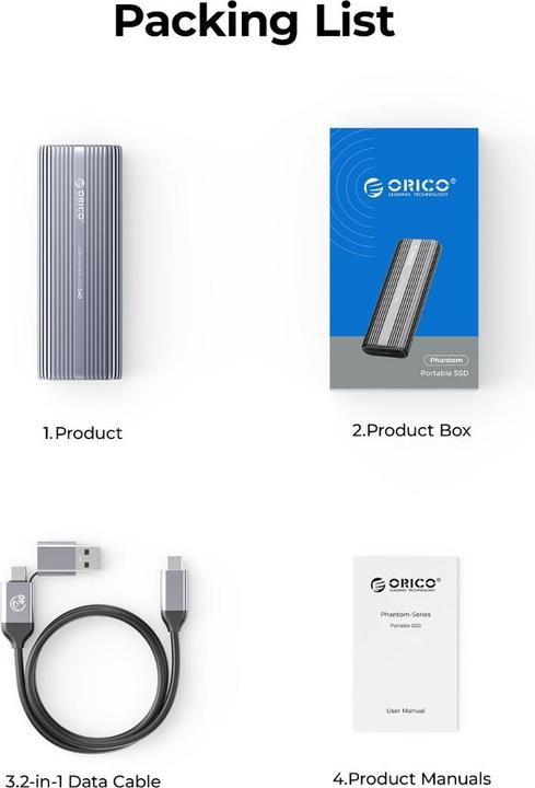 Immagine prodotto Orico 1TB S40 Tipo-C R3700:W2800 (1 TB)
