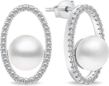 Brilio Silver - Decent silver earrings with pearls EA910W