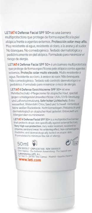 Actual product image Leti LETIAT4 Defense Face Cream SPF 50+, 50 ml Cream, 50 ml Cream (Suntan cream, SPF 50+, 50 ml)