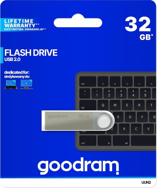 Produktbild Goodram 32GB USB 2.0 - 32 GB - USB Typ-A - 2.0 - 20 MB/s - Drehring - Schwarz - Silber (32 GB, USB-A)