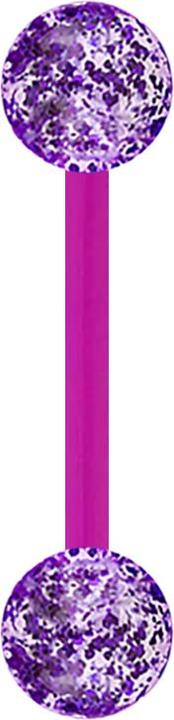 Image du produit Star Piercing Micro banane avec deux boules pailletées violettes (sans laiton, Acrylique)