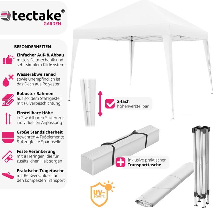 Actual product image tectake Folding Gazebo Linosa | 3x3m with UV protection (300 cm, 300 cm)