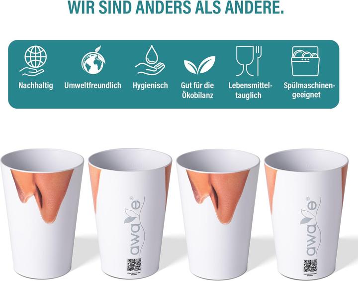 Produktbild Awave 4tlg. Festival Becher-Set, 400 ml, rPET, mit Eichstrich und Abstandshalter, Nasenmotiv (0.40 l, 4 x)