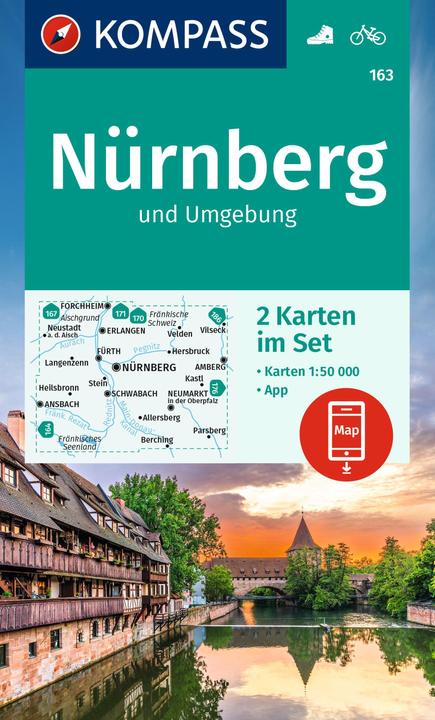 Actual product image KOMPASS Hiking Map Set 163 Nuremberg U