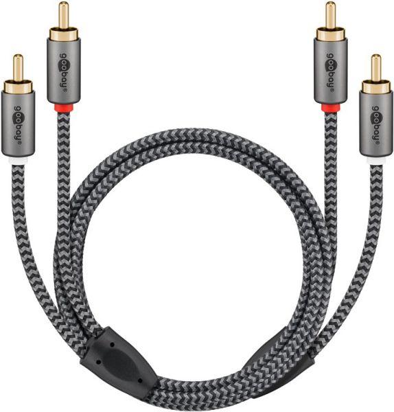 Immagine prodotto Goobay Cavo stereo cinch, 1 m, grigio pelle di squalo (1 m, Cinch)