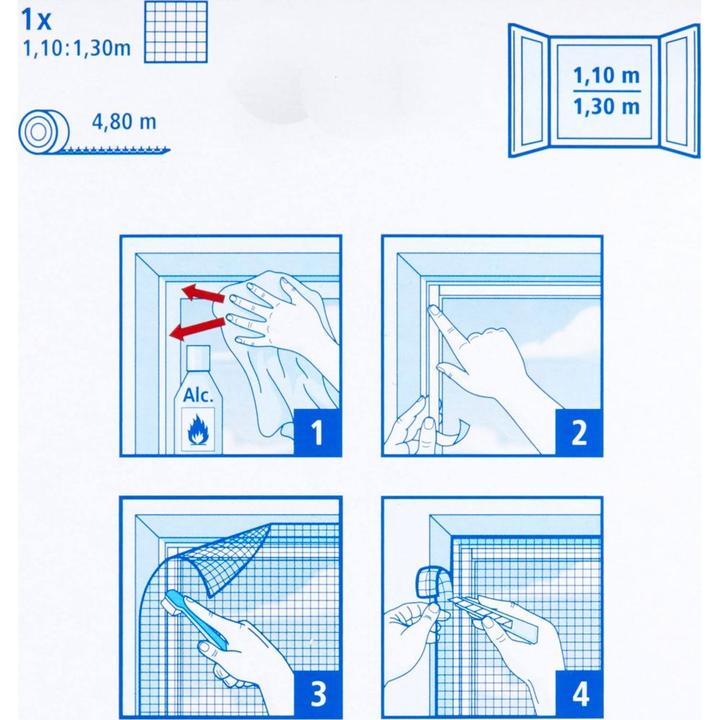 Produktbild tesa Insektenschutz STANDARD für Fenster, mit Klettband, ohne Bohren (110 x 130 cm)