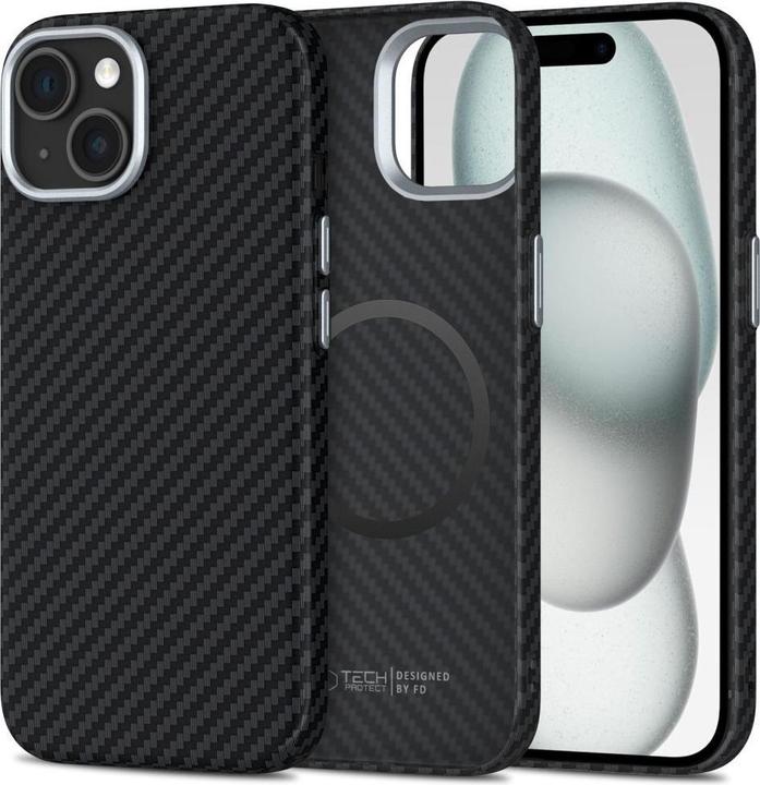 Produktbild Tech-Protect Ion Carbon MagSafe Case für iPhone 15 - Schwarz (Apple iPhone 15)