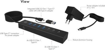 Actual product image Icy Box IB-HUB1737-C3 (USB-C, 7 Ports)