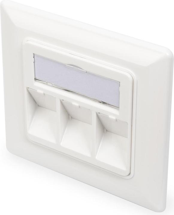 Actual product image Digitus Front panel for Keystone Jacks 3x RJ45 dust cover 80/80 + central plate pure white seperate mass..