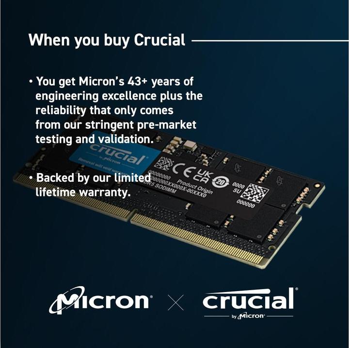 Produktbild Crucial DDR5-5600 (1 x 32GB, 5600 MHz, DDR5-RAM, SO-DIMM)