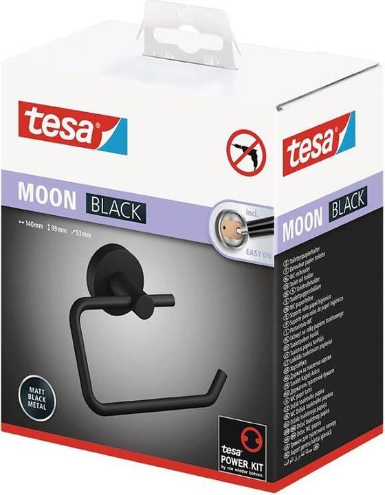Produktbild tesa MOON BLACK Toilettenrollenhalter inkl. Klebelösung ohne Bohren