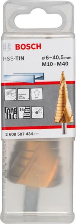 Immagine prodotto Bosch Professional Zubehör Punta a gradino HSS-TiN, per pressacavo, M10 - M40, 10 mm, 125,5 mm, 12 passi (10 mm)